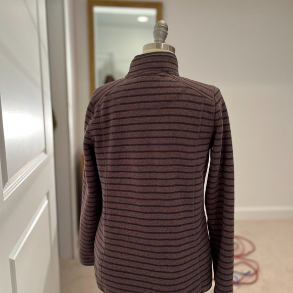 LL Bean Striped Sweater Fleece Full-Zip Jacket Size medium regular misses - Picture 3 of 9